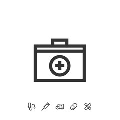 first aid kit box vector icon medical emergency box icon