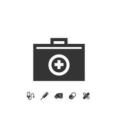 first aid kit box vector icon medical emergency box icon