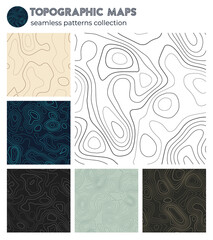 Topographic maps. Beautiful isoline patterns, seamless design. Captivating tileable background. Vector illustration.