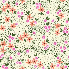 Elegant floral pattern in small hand draw flower. Liberty style. Floral seamless background for fashion prints. Vintage print. Seamless vector texture. Spring bouquet.