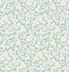 Wall murals Small flowers Elegant floral pattern in small white flowers. Liberty style. Floral seamless background for fashion prints. Ditsy print. Seamless vector texture. Spring bouquet. 