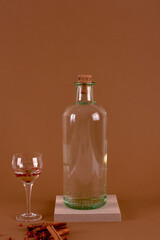 Obraz na płótnie Canvas bottle and glass
