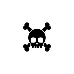skull and crossbones icon in black circle isolated on white.