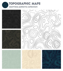 Topographic maps. Attractive isoline patterns, seamless design. Superb tileable background. Vector illustration.