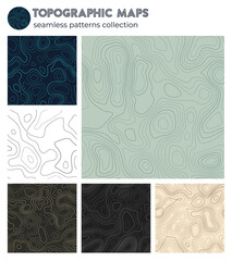 Topographic maps. Amazing isoline patterns, seamless design. Stylish tileable background. Vector illustration.
