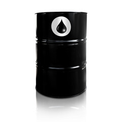 Oil industry concept with oil petrol barrel. 3D Illustration