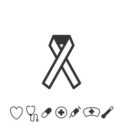 breast cancer bow ribbon symbol vector icon