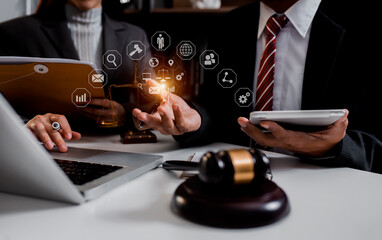 justice and law concept. Lawyer meeting  and working at office. 	