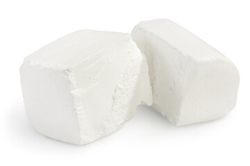 Feta cheese isolated on white background. With clipping path and full depth of field