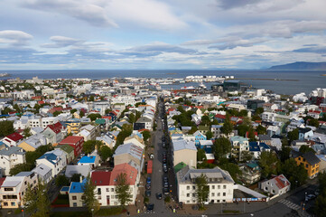 View of the Reykjavik main street from cathedral