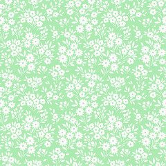 Cute floral pattern in the small flower. Ditsy print. Motifs scattered random. Seamless vector texture. Elegant template for fashion prints. Printing with small white flowers. Light blue background.