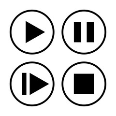 Set of Play Pause Stop Forward Icons. Vector Image.
