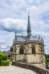 View of Amboise Saint Hubert gothic chapel. Saint Hubert Chapel houses the tomb of the Renaissance...
