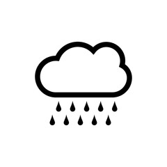 Cloud and rain isolated on white background. Vector art.