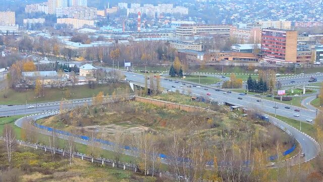 Movement of cars on the highway, road. City traffic during rush hour. Timelapse
