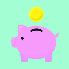 piggy bank and coins