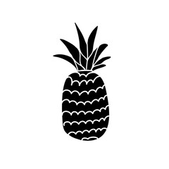 Pineapple silhouette sketch hand drawn illustration isolated on a white background. Icon, sign. Art logo design