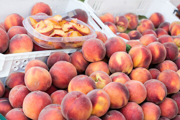 Sweet Peaches at fruit stand