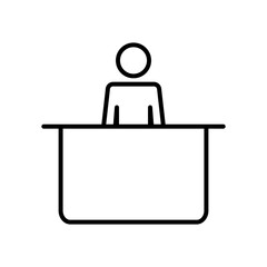 pictogram man at a desk icon, silhouette style