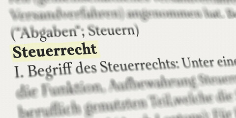 Steuerrecht im Buch markiert