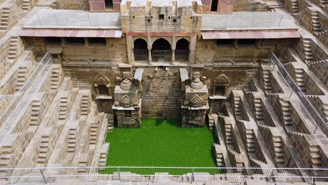 Chand Baori. Stepwell in the village of Abhaneri. Indian state of Rajasthan, India, Asia
