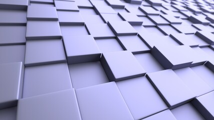 3d background of a plane of blue cubes