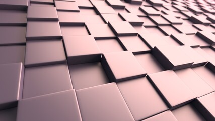 3d background of a plane of red cubes