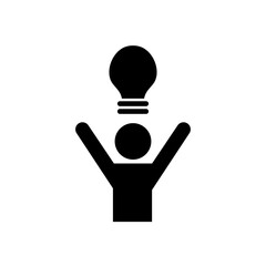 pictogram man and bulb light icon, silhouette style