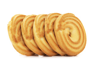 Butter ring cookies isolated on white background