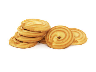 Butter ring cookies isolated on white background

