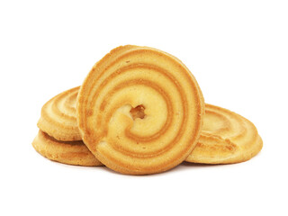 Butter ring cookies isolated on white background

