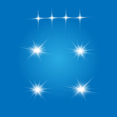 Lights sparkles isolated. Vector illustration of glowing lens flares and sparks.