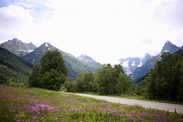 Mountain view, road to Teberda nature reserve, Teberda, July 2019