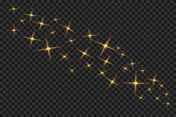 Lights sparkles isolated. Vector illustration of glowing lens flares and sparks.