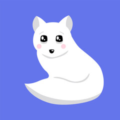 Vector illustration of an isolated arctic fox with a cute face. Simple, flat style.