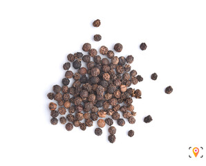 Black pepper isolated on white background.