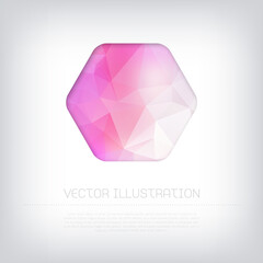 pink polygonal geometric hexagon badge, frame, banner, diamond vector illustration