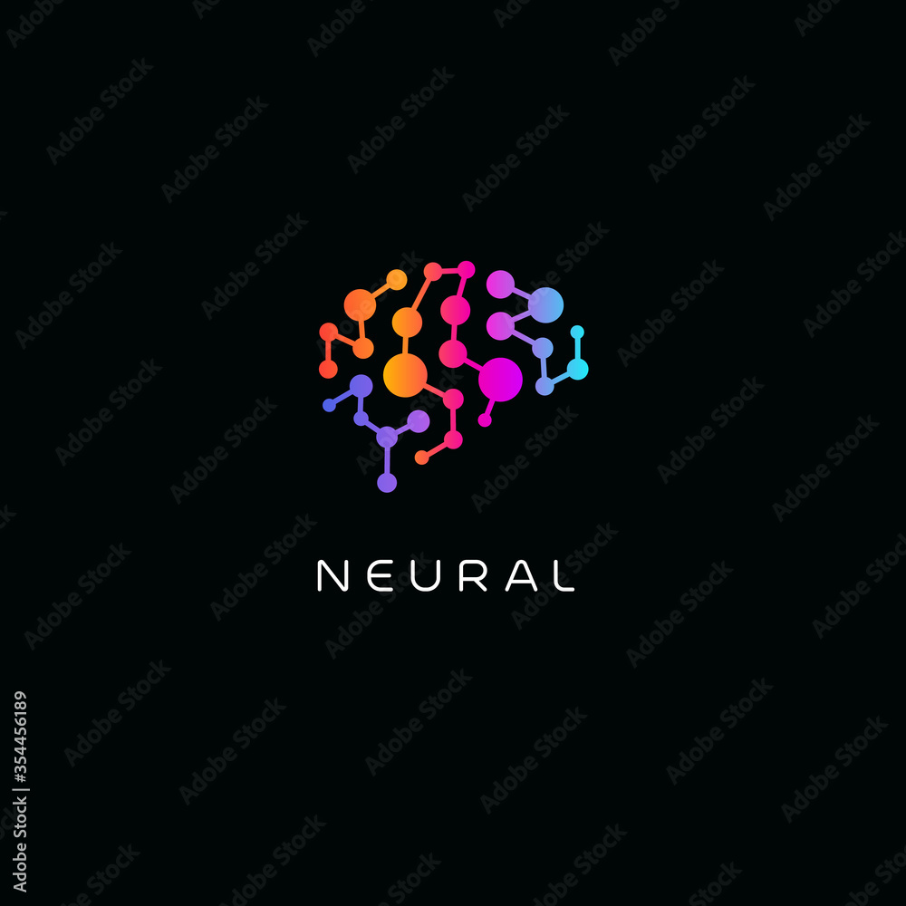 Aufkleber neural network logo. human brain emblem. artificial intelligence icon. creative thinking vector illu