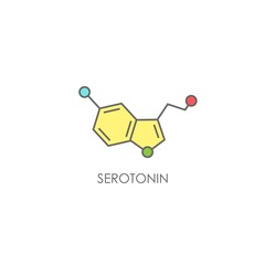 Serotonin molecular structure. neurotransmitter molecule. Skeletal chemical formula.
