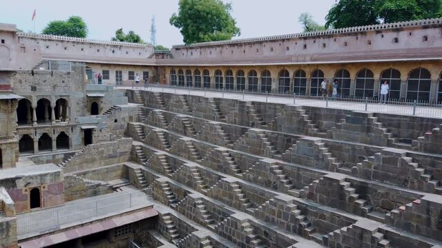 Chand Baori. Stepwell in the village of Abhaneri. Indian state of Rajasthan, India, Asia