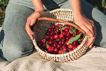 cherries in a basket