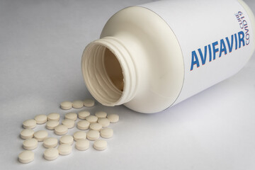 Avifavir cure for the corona virus cures on a white background white for people all over the world it is highly effective