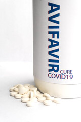 Avifavir medicine from covid-19 heals on a white background white for the medicine of the whole world it is highly effective