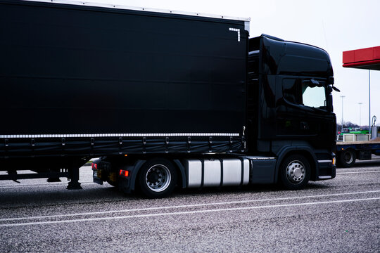 Cargo Automobile For International Transportation. Mock Up Freight Vehicle Of Commercial Trade