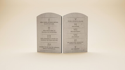 3d render of 10 commandments  - obrazy, fototapety, plakaty