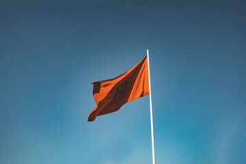 National flag of Morocco waving in the wind