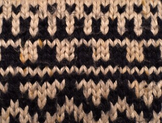 Close-up of knitted fabric, blue and white, natural colors. 