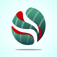 Watermelon fruit slice circle concept isolated