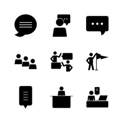 pennant flag and pictogram people icon set, silhouette style
