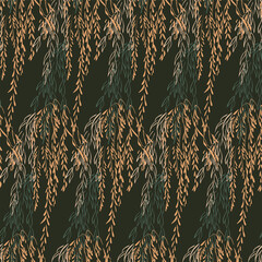 willow tree vector japanese chinese nature ink illustration sketch traditional seamless pattern colorful © CharlieNati